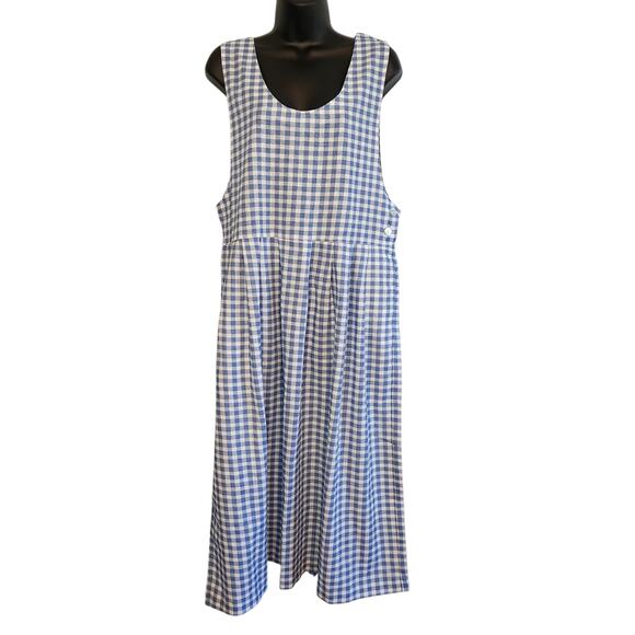 Bryn Connelly Dresses & Skirts - VINTAGE Bryn Connelly jumper dress white light blue gingham size 10